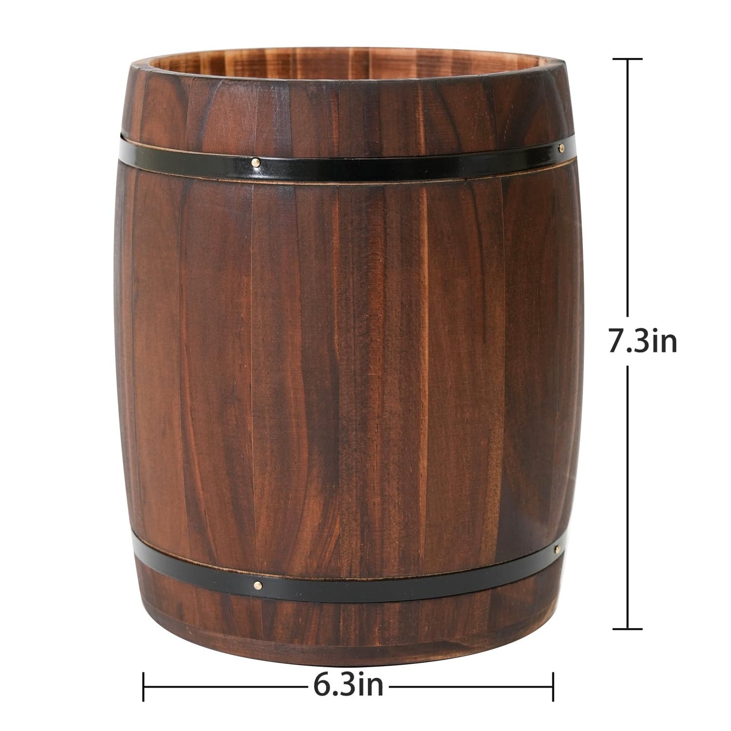 KewinSent Wooden Utensil Holder, Brown, Barrel Shape, Holds Spoons and Scoops, Wine Barrel Design, Painted, Smooth Surface, Sturdy Construction