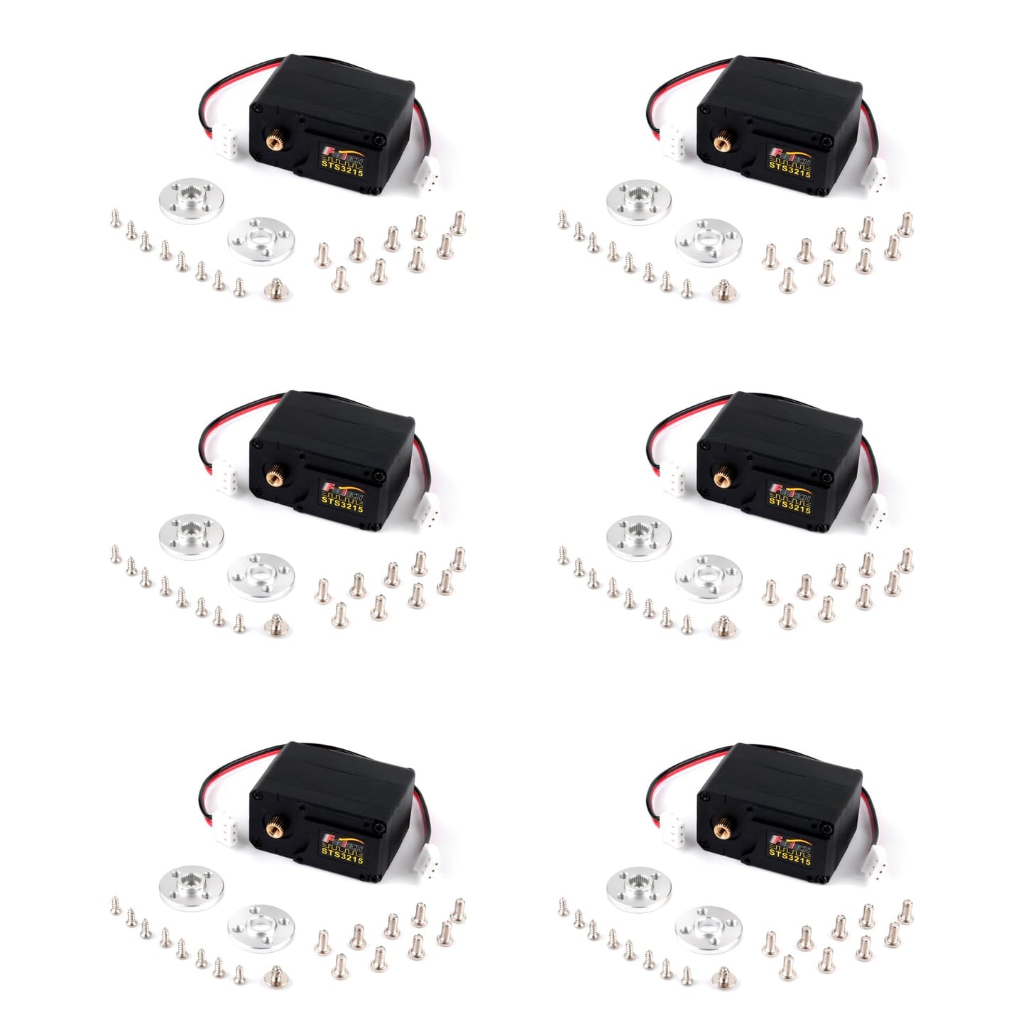 RCmall Feetech STS3215 Digital Servo Motor, High-Torque 19KG, 7.4V Dual Axis TTL Serial Bus Control, 360° Magnetic Encoder, Feedback Function, Black, 6-Pack