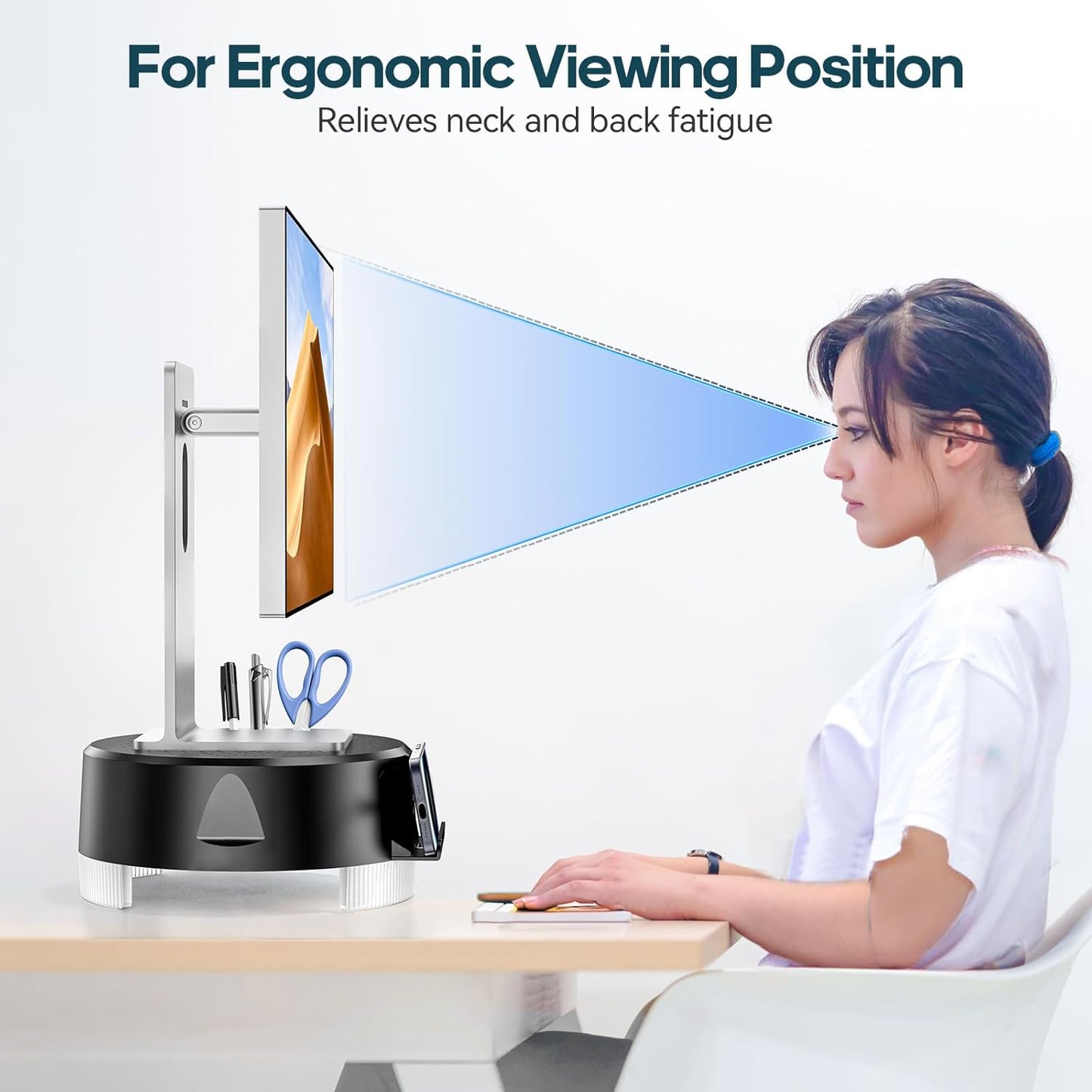 KDD Monitor Stand Riser with Drawer - Computer Monitor Stand for Desk with Storage /Phone Holder/Pen Tray - Desk TV
