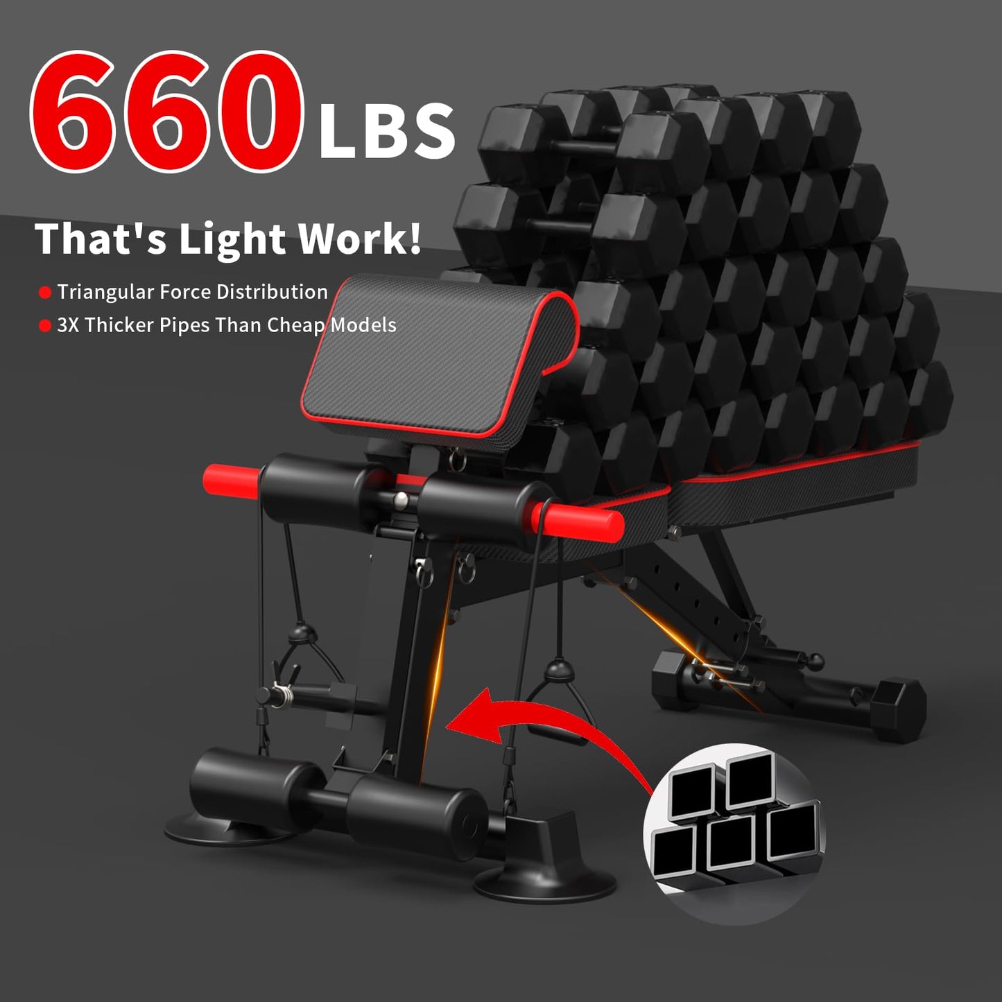 Adjustable Weight Bench - Utility workout Benches for Exercise, Free Installation Design for Portable Fitness Strength Training Equipment at Home Gym