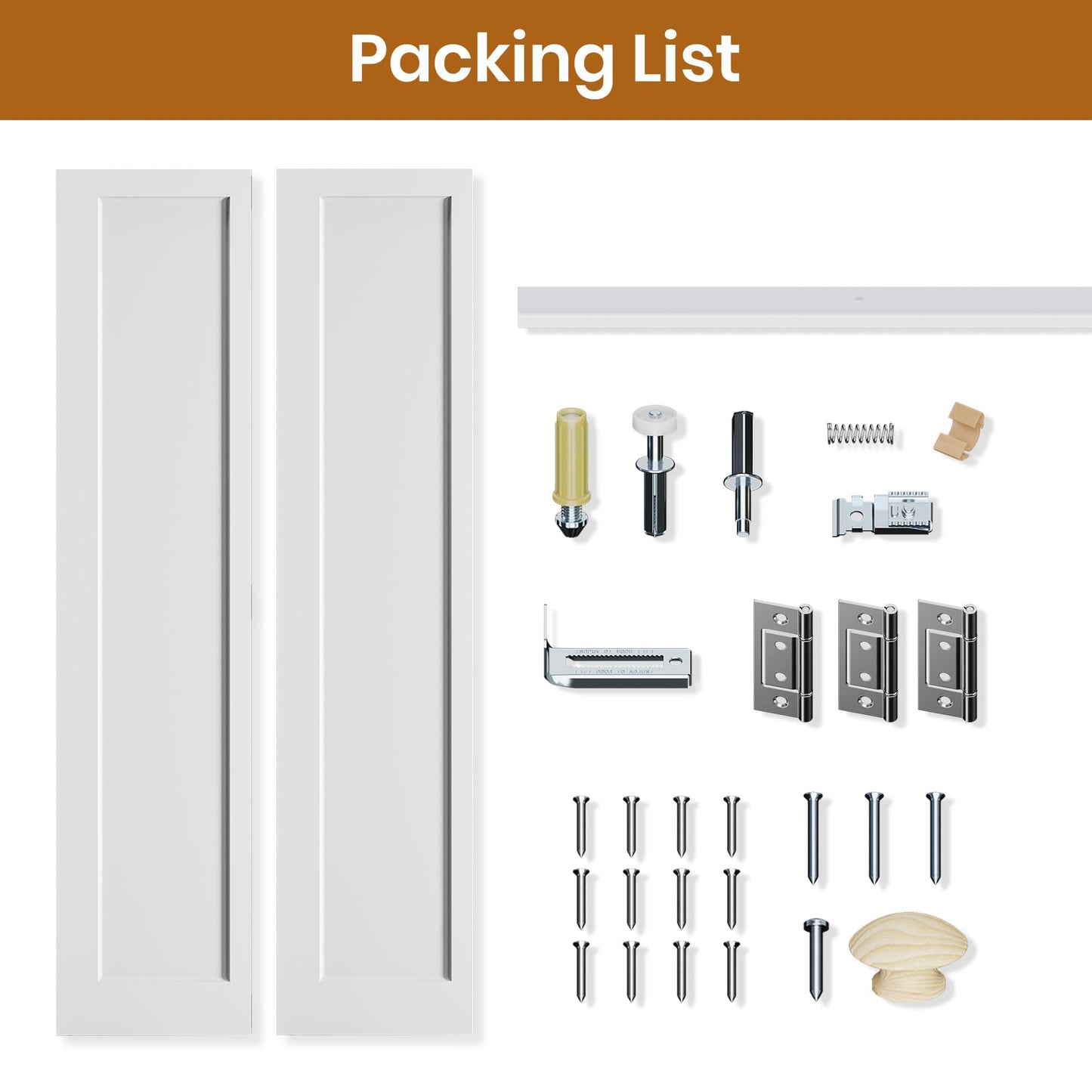 SMARTSTANDARD Bifold Closet Door for 30" x 80" Opening, 1-Panel Pre-Assembled Interior Folding Door with Complete Hardware Kit, Paintable Door for Bedroom Closets, Pantry, Laundry, White Primed