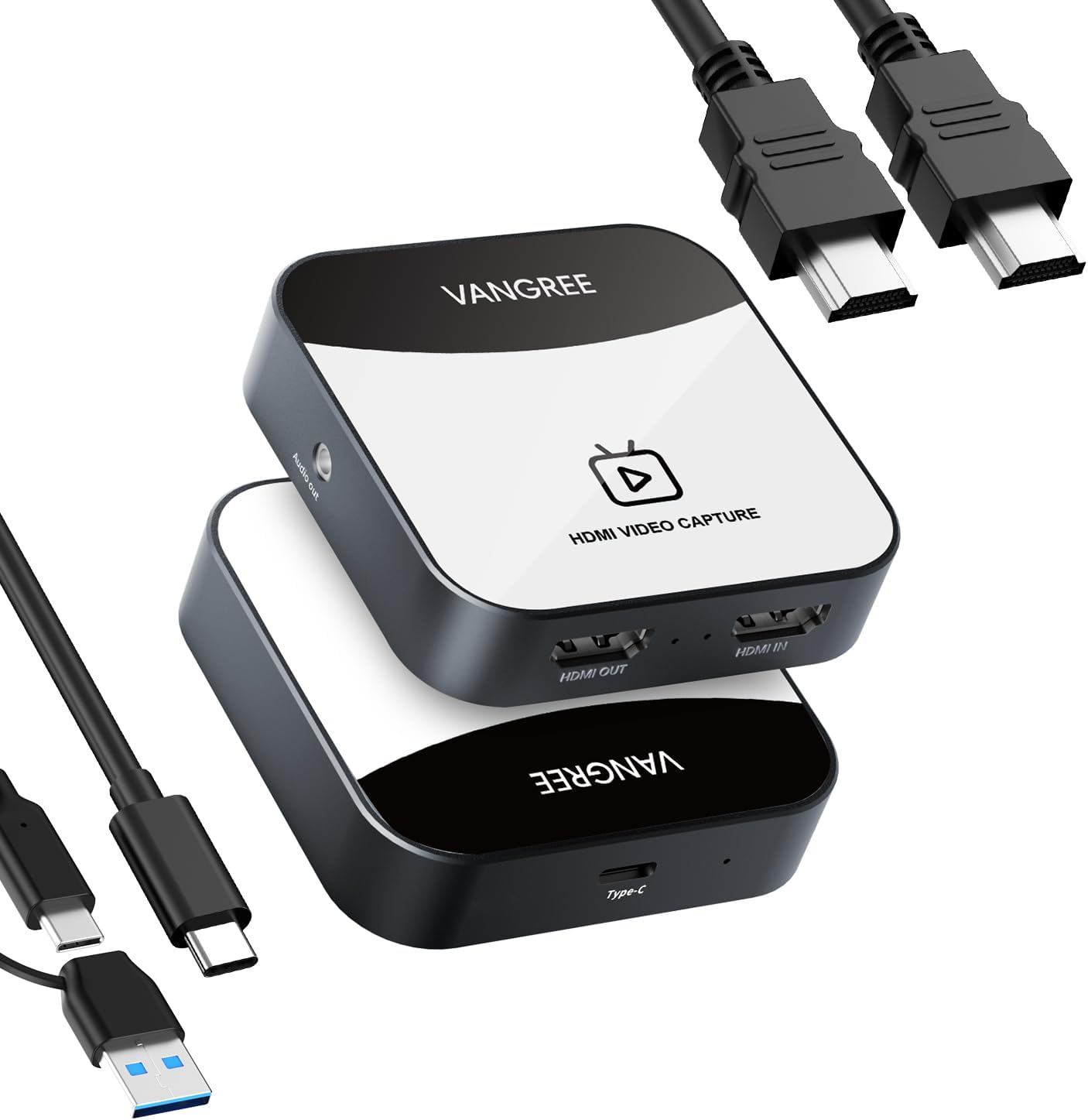 VANGREE 4K 3.0 1080P 60FPS 2/PS5/Xbox/OBS/Camera/PC Capture Card for Nintendo Switch, Audio Video Capture Card, USB C