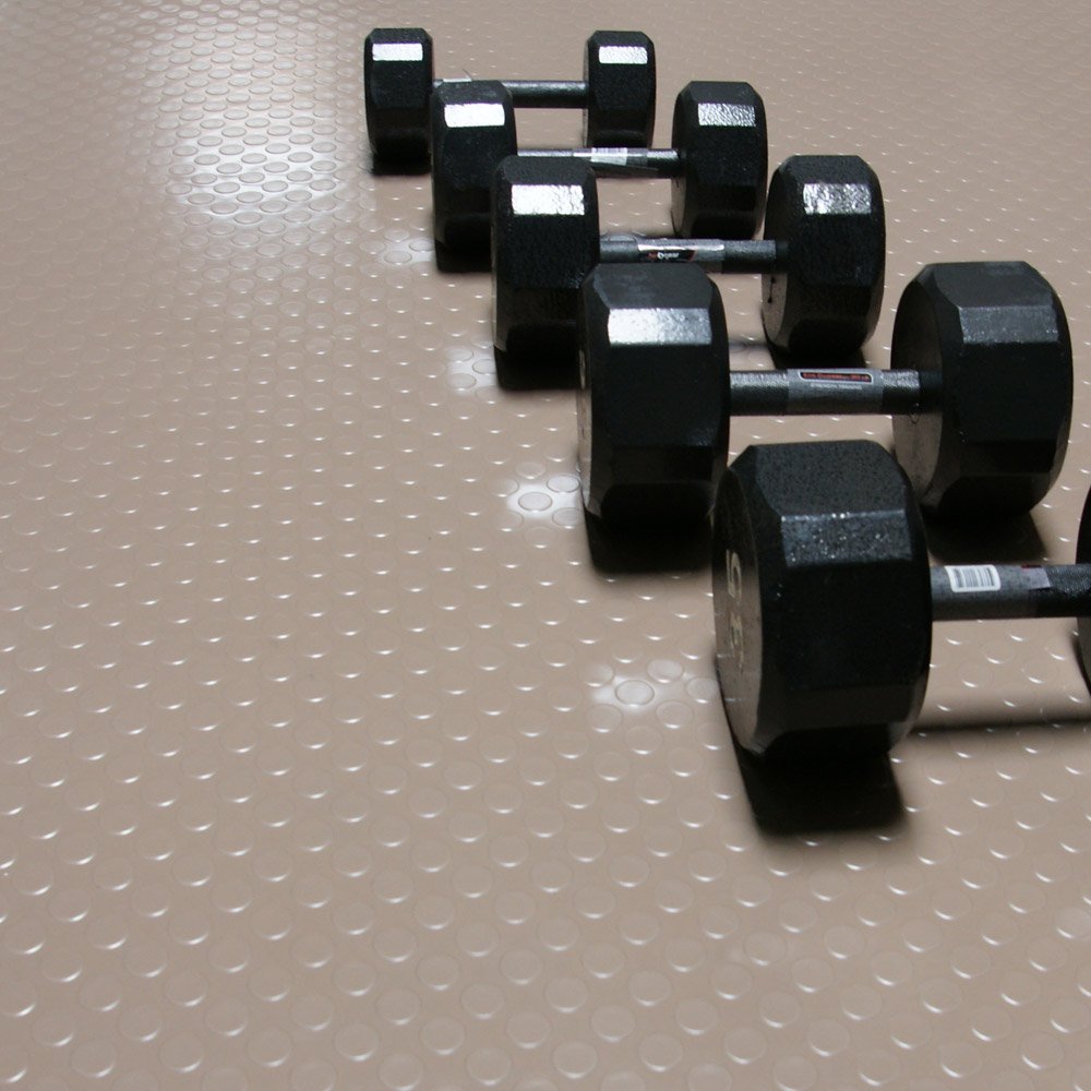 Rubber-Cal Coin Grip Metallic PVC Flooring, Silver, 2.5mm x 4' x 25' (03-W265-S-25)