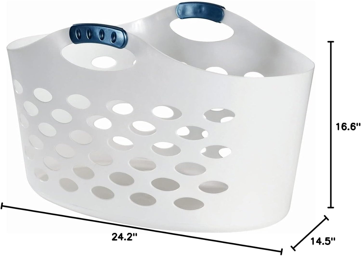 Rubbermaid Flexible Laundry Basket - 1.5 Bushel Capacity with Convenient Carrying Handles | White Storage Solution for Home & Garage