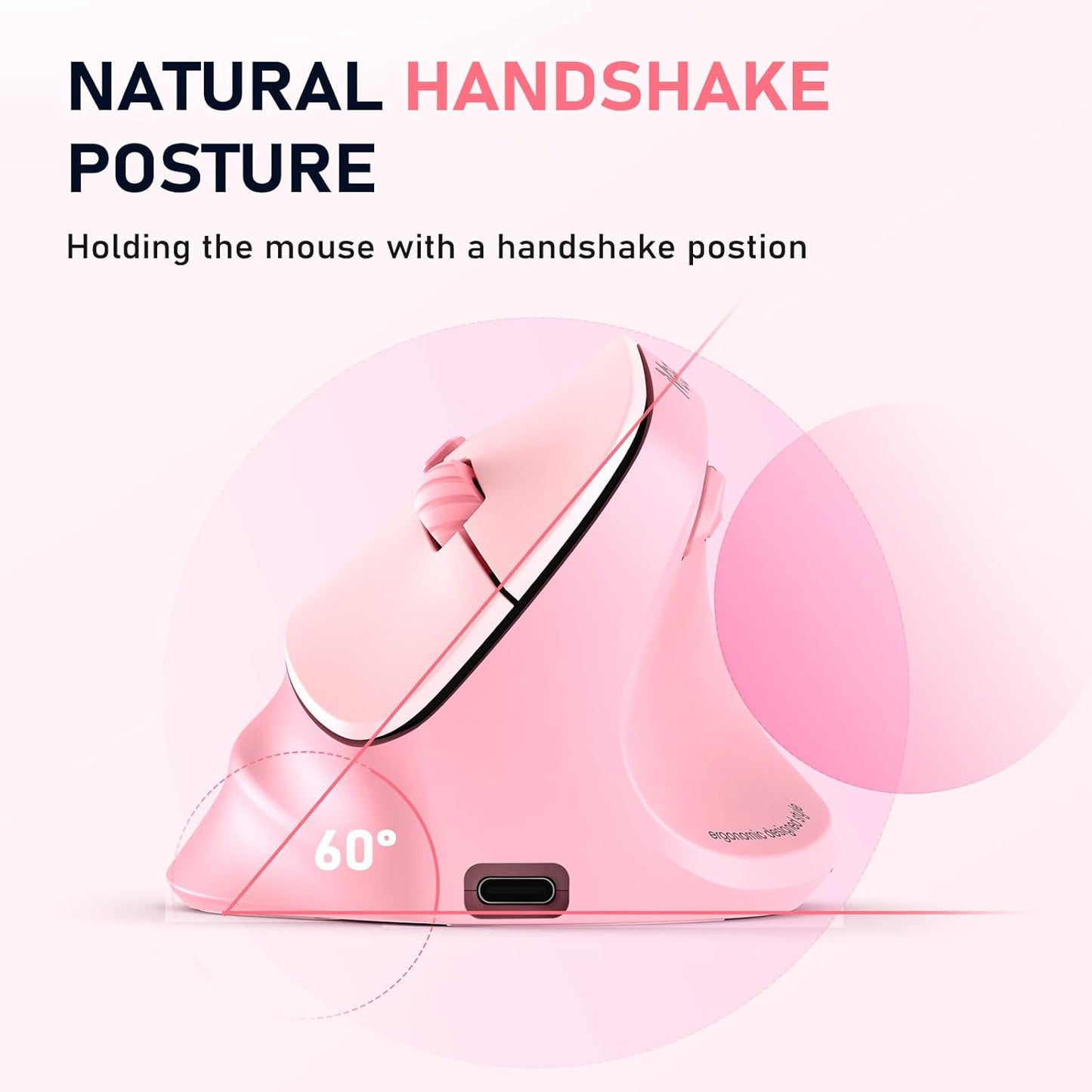 MEETION Bluetooth(5.2 3.0) 4 Ergonomic Mouse Wireless, Vertical Mouse RGB Backlit, Rechargeable Mice for + USB-A