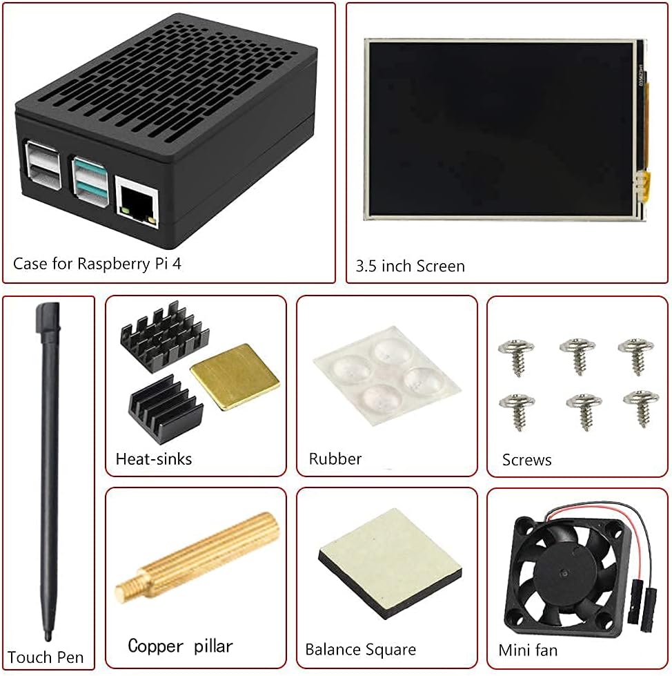 CUQI 4 3.5 inch 480x320 60fps for Raspberry Pi TFT Touch Screen with Case, Mini Cooling Fan and Heatsink, Resolution