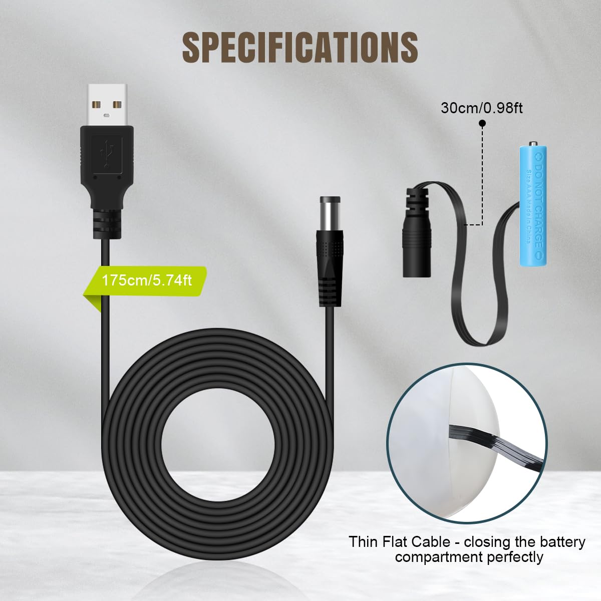 Lenink Power Supply Cable for AAA Battery, Replace AAA Battery