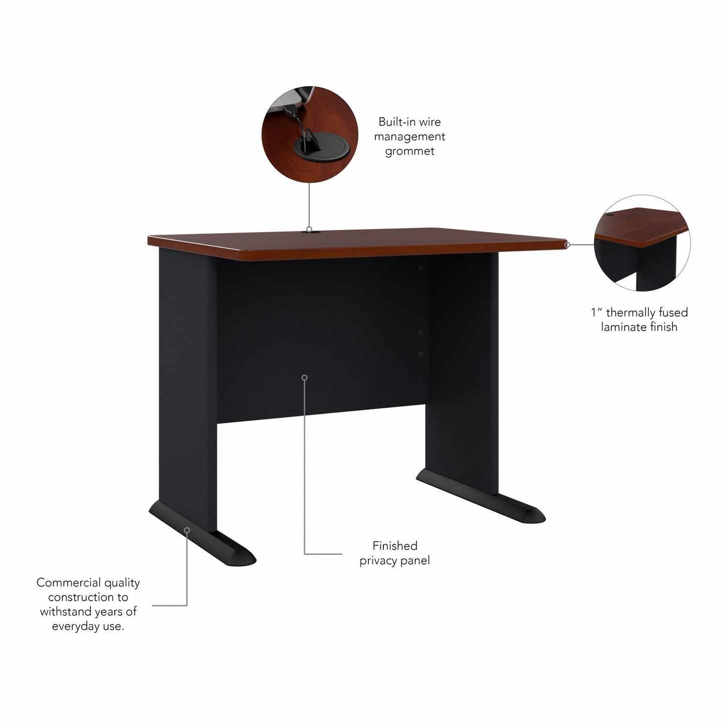 Bush Business Furniture Series A 36W Small Desk in Hansen Cherry and Galaxy, Compact Computer Table for Home or Professional Office