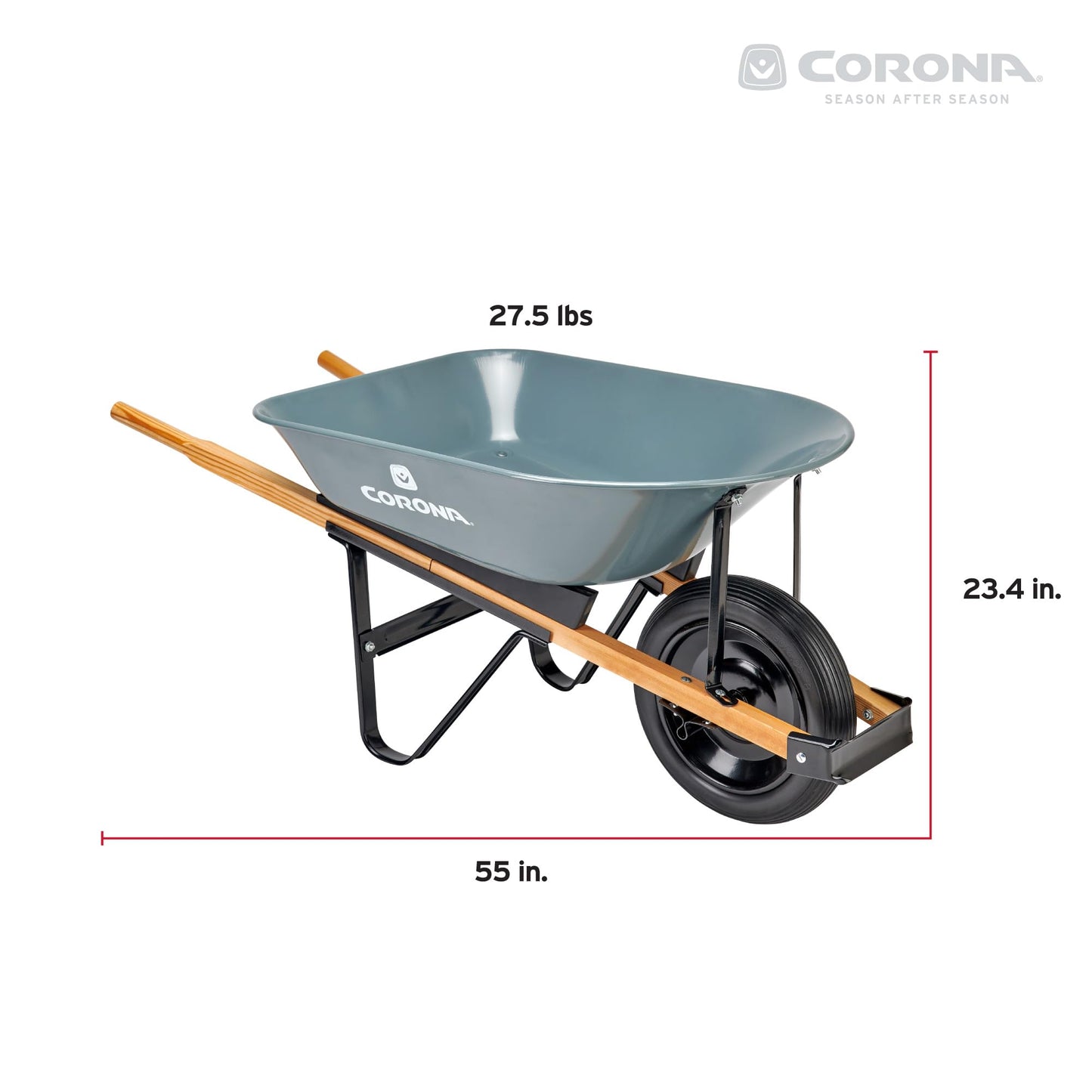 Corona Tools Wheelbarrow in a Box – 5 Cubic Foot Heavy Duty Garden Cart with 15” Flat-Free Tire for Gardening, Planting & Outdoor Use