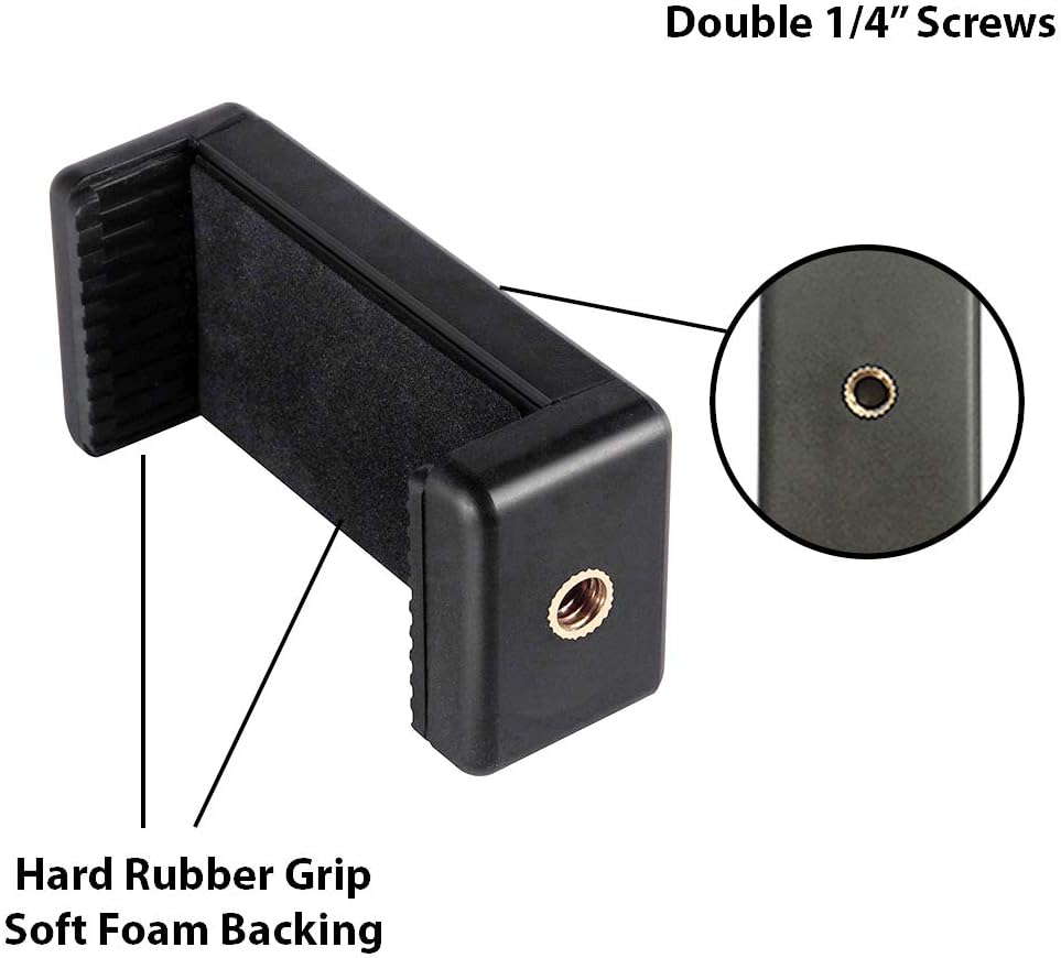 Acuvar More(2 Pack) Universal Cell Phone Tripod Mount Adapter, Phone Holder Clip Connector Head Used for Monopod Selfie