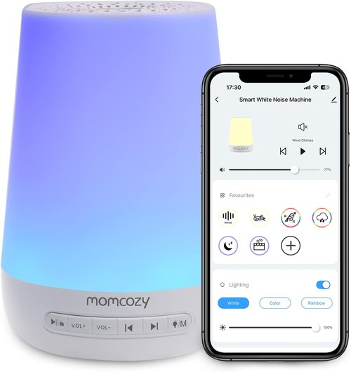 Momcozy Baby Sound Machine - White Noise Machine with Night Light & App Control | 34 Soothing Sounds, Blue