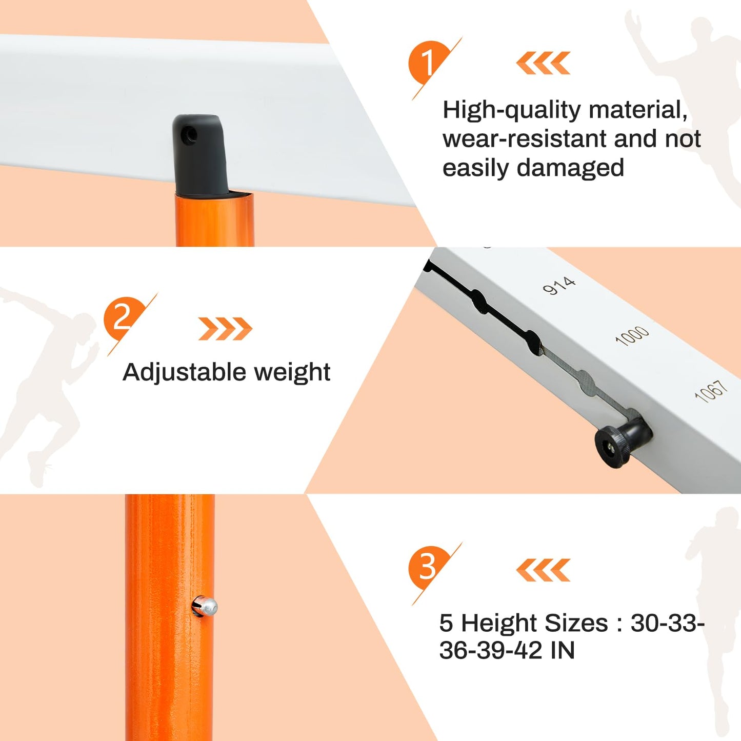 Blulu 4 Pcs Adjustable Track and Field Hurdles Height Sports Training Hurdle with Counterweight 30 to 42 Inch Heavy Duty Track and Field Equipment Practice Training for Athletes Adults