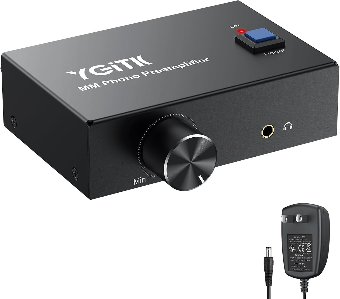 MM 3.5mm 12V 1A Phono Preamp for Turntable, Mini Stereo Phono Preamplifier with Volume Control, Low Noise Operation