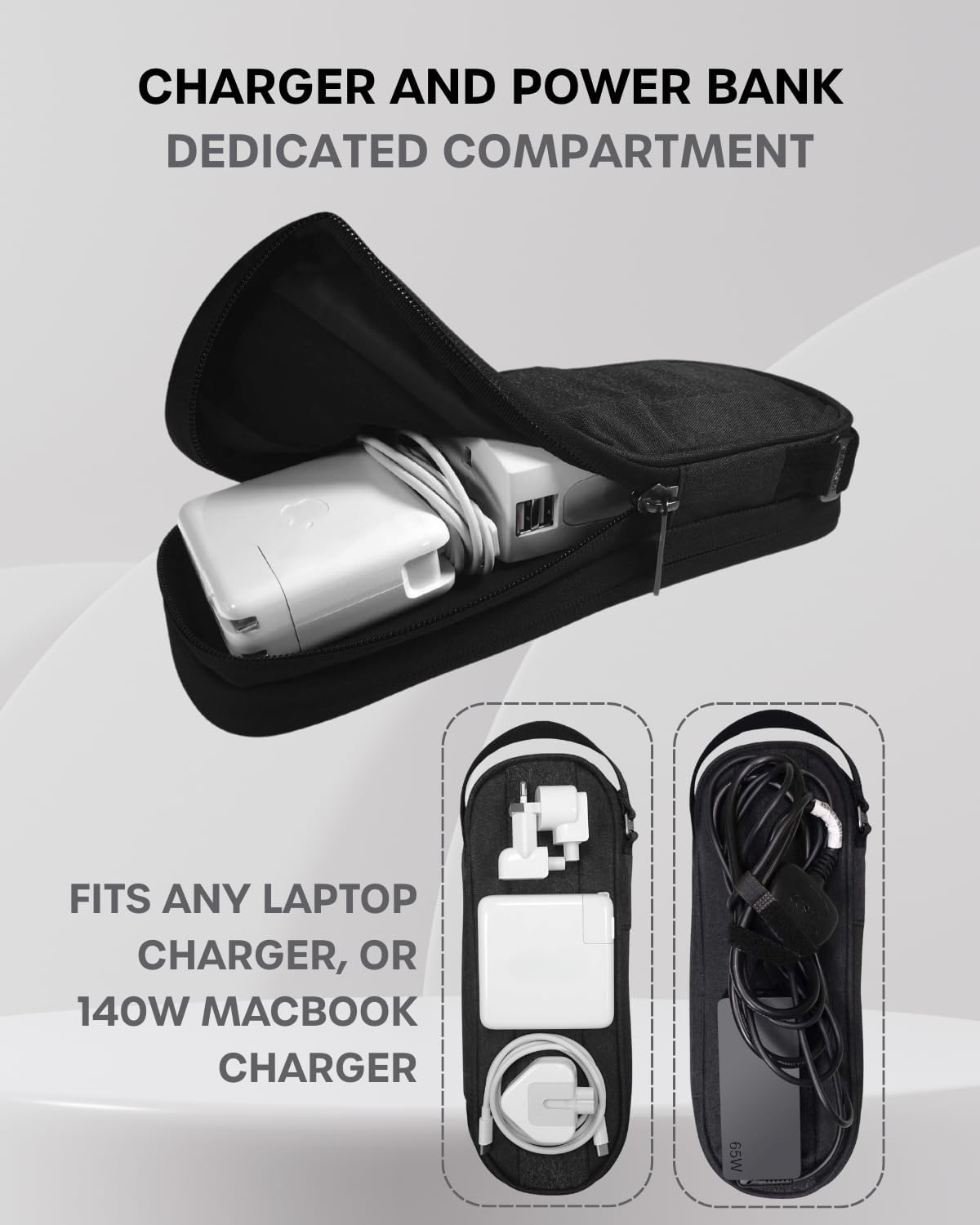 SIDE BY SIDE Electronics Organizer Travel Case for Cables, Charger, Power Bank Tech Bag for MacBook Accessories