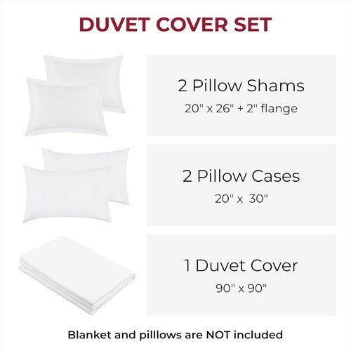 Mellanni Duvet Cover Set - 5-Piece Hotel Luxury Bedding - Extra Soft & Cooling Microfiber | Queen, White