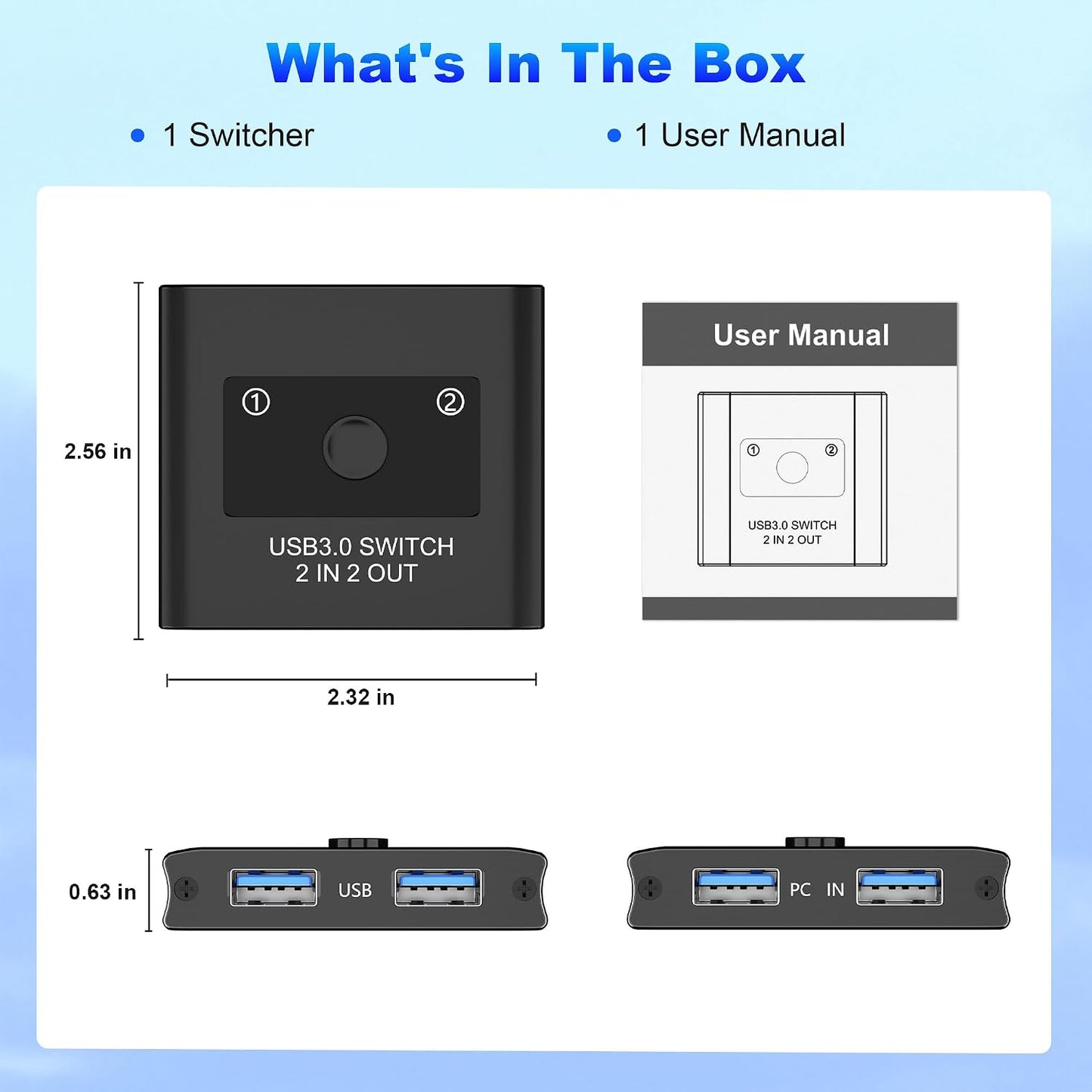 3.0 2 2 2 2 USB Switch, USB Switcher in Out, Switcher Computers Sharing Devices for Printer, Keyboard, Scanner, Mouse