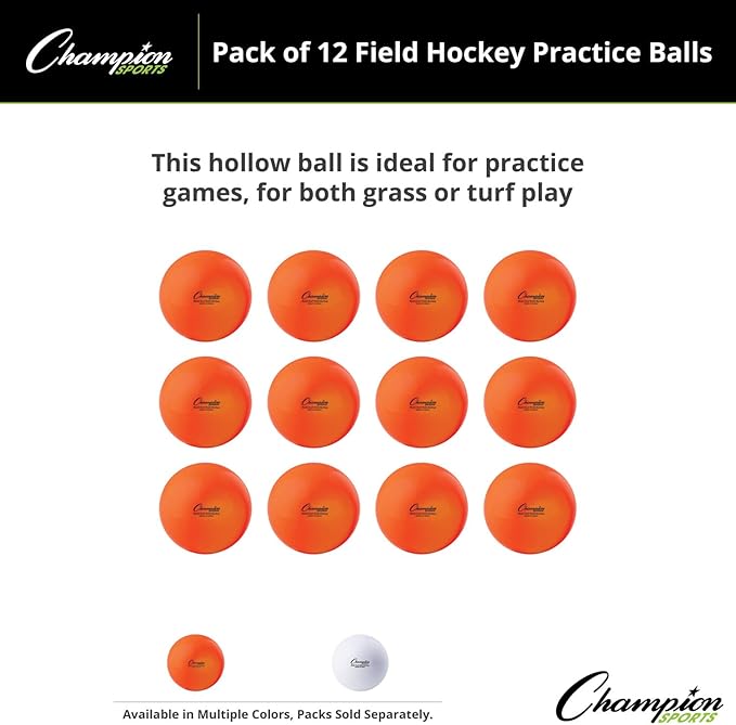 Champion Sports Field Hockey Practice Balls - 12 Pack in Multiple Colors