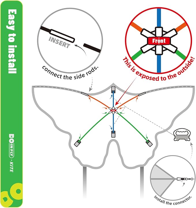Butterflys for Kids, Beautiful Kite Easy to Fly for Beginners with 328 ft Line & Line Winder (1m-Tiger Spotted Butterfly-(6sets), 6)