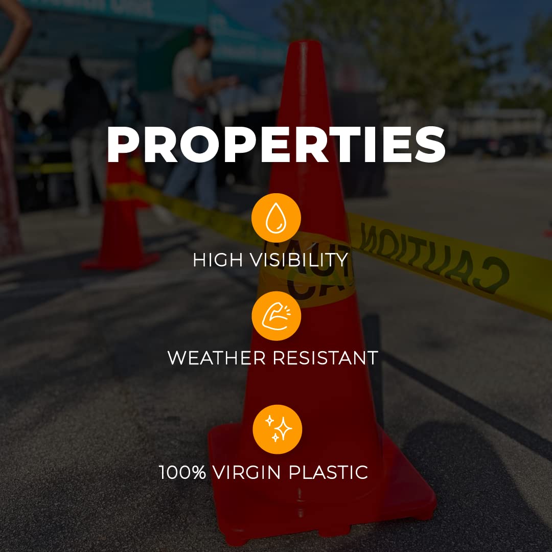 WOD BRC-RNP Barricade Caution Tape - 3 inch x 1000 feet (Bulk Case 8-Rolls) High Visibility Bright Red for Workplace Safety, Marking Boundaries & Hazardous Areas, Non-Adhesive & Heavy-Duty