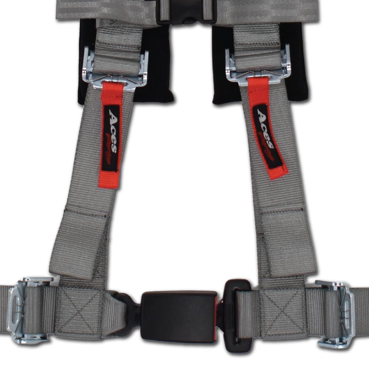 AAAA Aces Racing Harness (Pair) compatible with Polaris RZR With Bypass Plug (Grey, 4 Point)