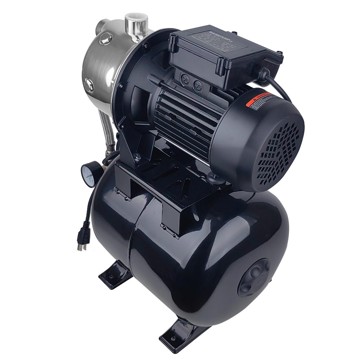 ZYIY 1.6HP Shallow Well Pump with Pressure Tank, 898GPH, 115V,Stainless Steel Automatic Water Booster Jet Pump, 157.5FT Centriffugal Pump for Home Garden Lawn Sprinkler Irrigation