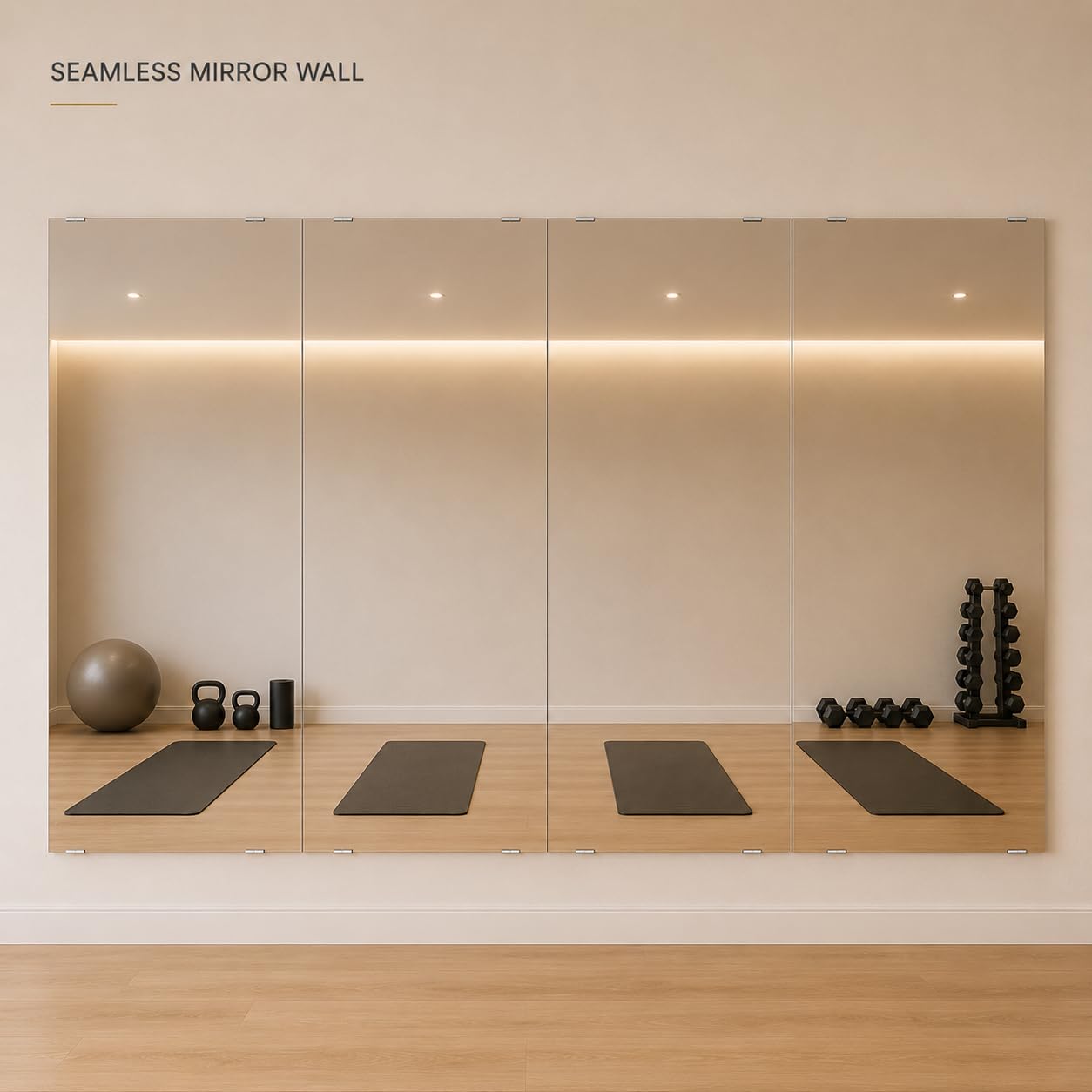 Murrey Home Gym Mirror 2PCSx63x24inch, Easy Install Wall Mounted Large Frameless, Workout Mirror for Home Gym Fitness Yoga Dancing Garage, Shatterproof Full Length Glass Mirror