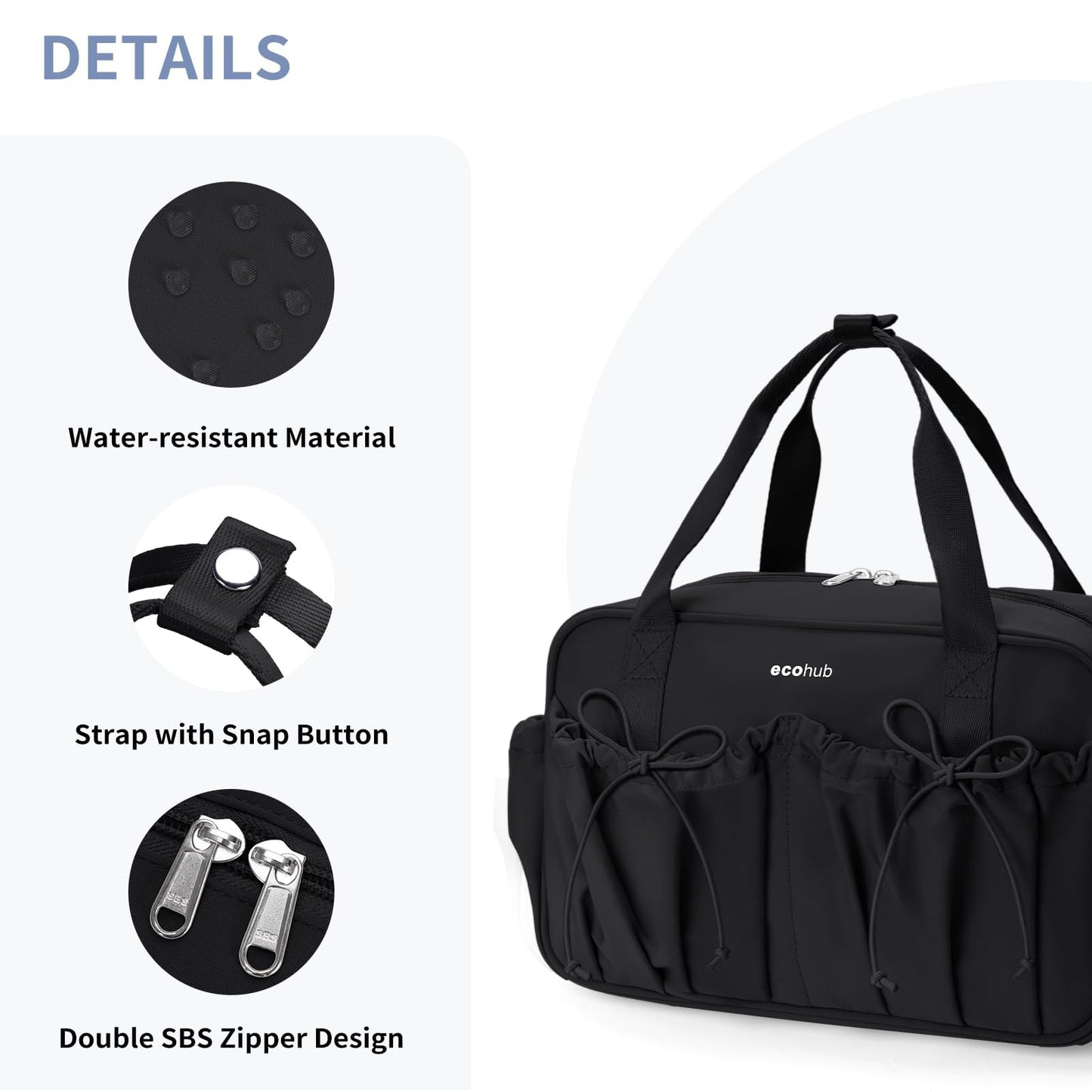 ECOHUB Small Gym Bag for Women, Mini Gym Duffle Bag with Wet Compartment, Bowknot Sports Bag, Cute Gym Tote Bag Dance Yoga Workout Travel Bags Black