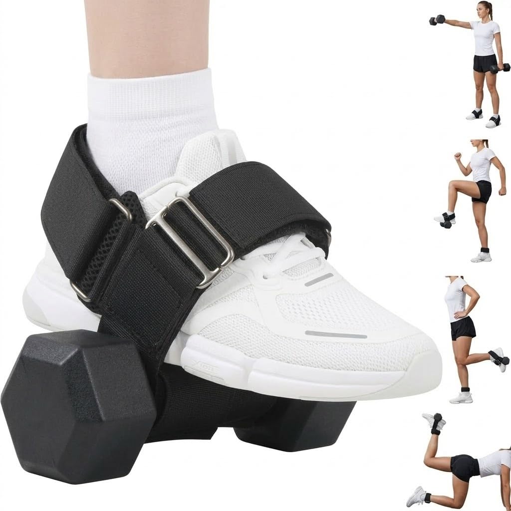 Kisangel 2Pcs Dumbbell Foot Attachment, Tibialis Trainer & Adjustable Ankle Straps for Weight Lifting, Hamstring Curls, Leg Extensions & Hip Strengt Training, Ankle Weight Holder for Home Gym Workouts