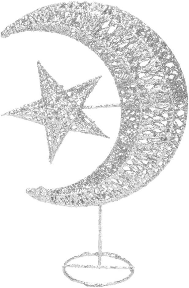 Uonlytech Wrought Iron Christmas Tree Topper - Glittering Star & Moon Design | Silver 20cm