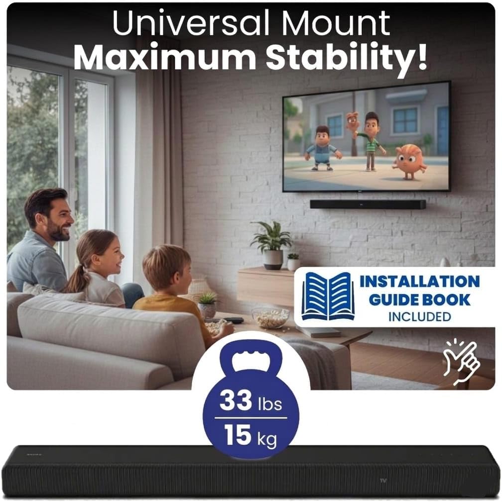 LUXTORO 1 33 lbs Premium Universal Soundbar Wall Mount Bracket Pair Capacity Heavy Duty Steel Sound Bar Holder Double