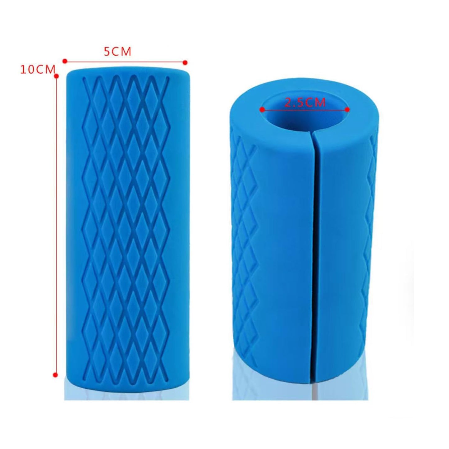 Rubber Barbell Grip, Non-Slip Thick Dumbbell Grip Arm Blaster Adapter, Barbell Clutch Suitable For Row/Puller/Kettlebell, Gym Biceps Arm Muscle Trainer Hands Stress Relieve Blue (1 Pair)