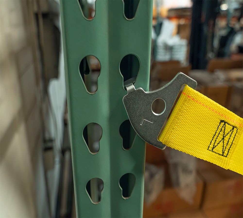 Mytee Products 8 Pack 2"x98.5" Pallet Rack Safety Straps for 8 ft Pallet Bays - 2400 lbs Breaking Strength Rack Safety Straps for Holding Pallets in Place - Warehouse Storage Shelving Accessories