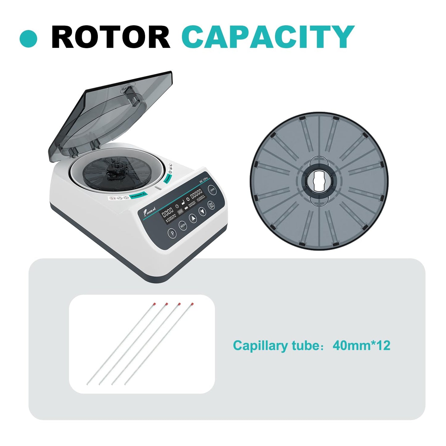 JOANLAB Digital 10000rpm Highspeed Micro Centrifuge Machine with 10 Pipes of 12x40mm Glass Tubes