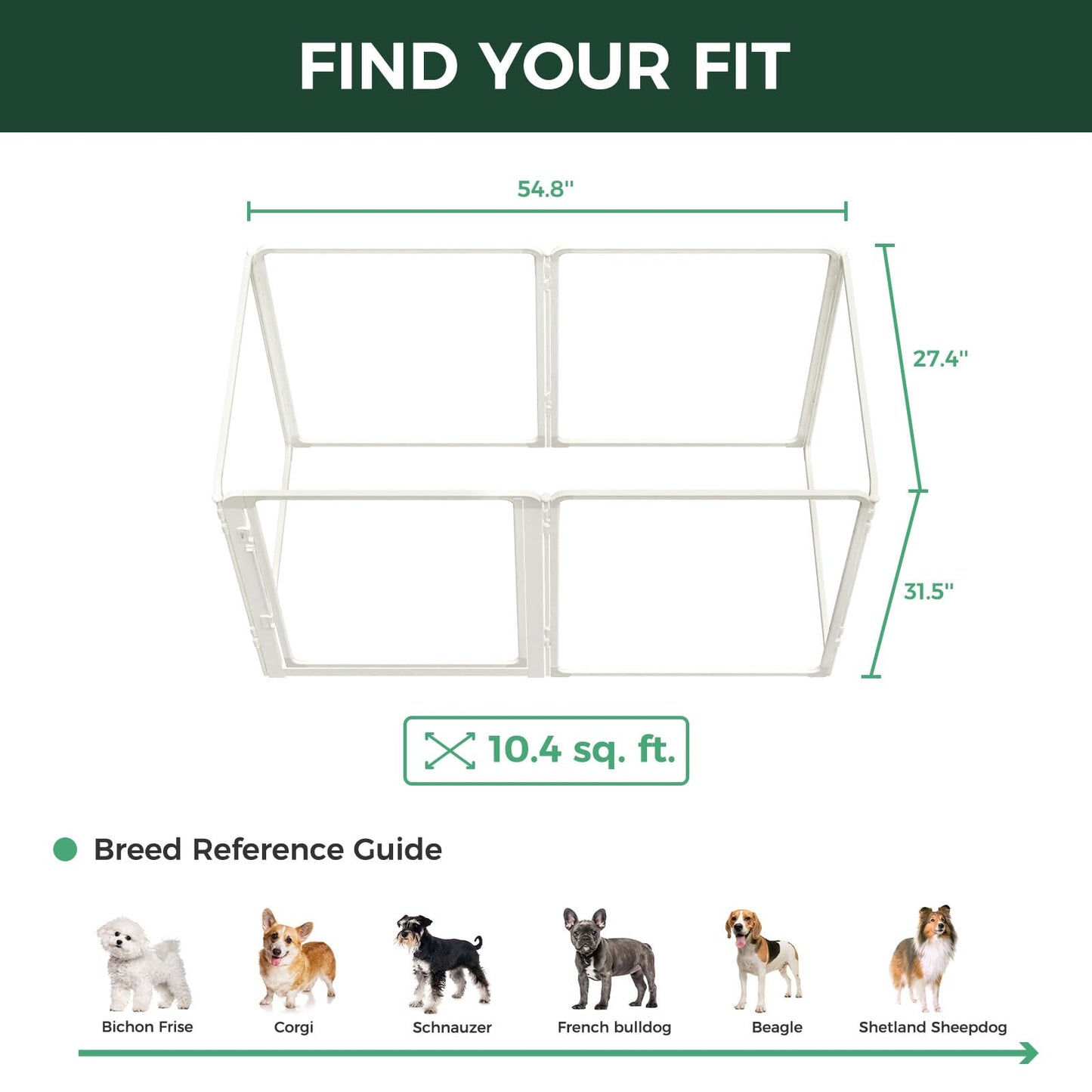 FXW AuraSpace Pro Acrylic Indoor Dog Playpen, Heavy-Duty with Metal Frame, 32" Height 6 Panels for Small and Medium Dogs, White│Patented