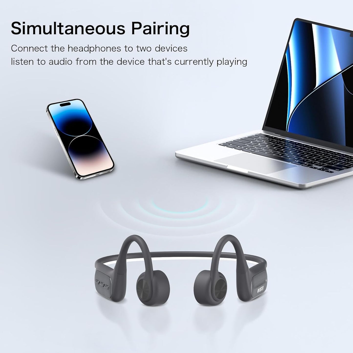 32GB MP3 Swimming,IP68 Voistek Bluetooth Bone Conduction Headphones with Mic,Built-in Player for Waterproof