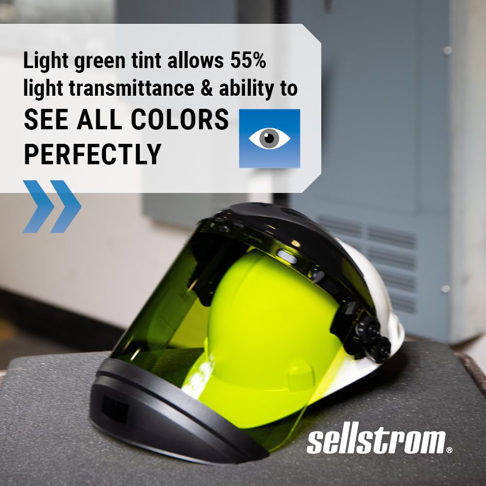 Sellstrom Full Face Shield Mask with Hard Hat - Arc Flash Rated Protective Mask for Work, for Grinding - ANSI Z87.1