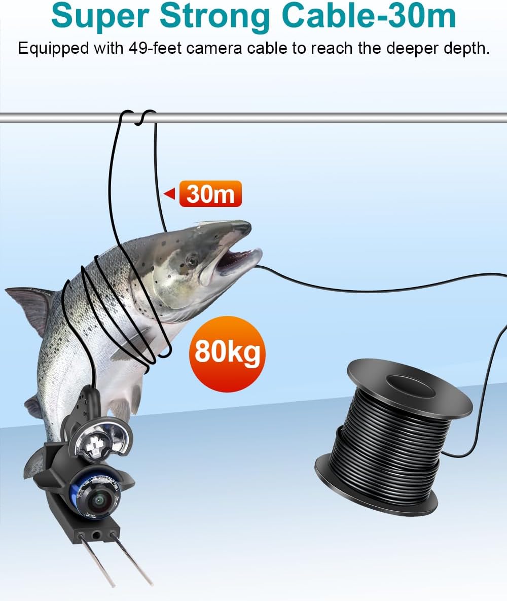 220 4.3" 5000mAh 65ft (65FT) FourQ Underwater Fishing Camera, Ultra-Wide Angle Video Fish Finder with HD LCD Monitor