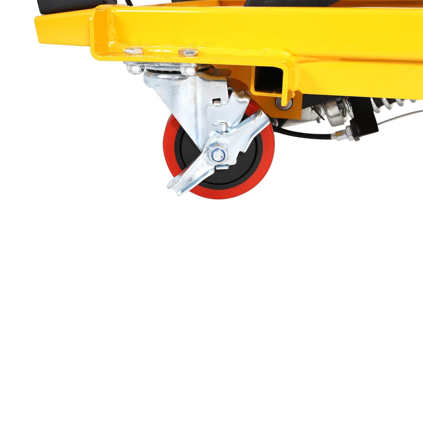 EASYBERG Hydraulic Lift Table Cart with Foldable Handle, 50" Lifting Height, Non-Slip Pad & 360° Swivel Wheels, 330lbs Capacity Double Scissor Lift Table for Material Handling & Heavy-Duty Lifting