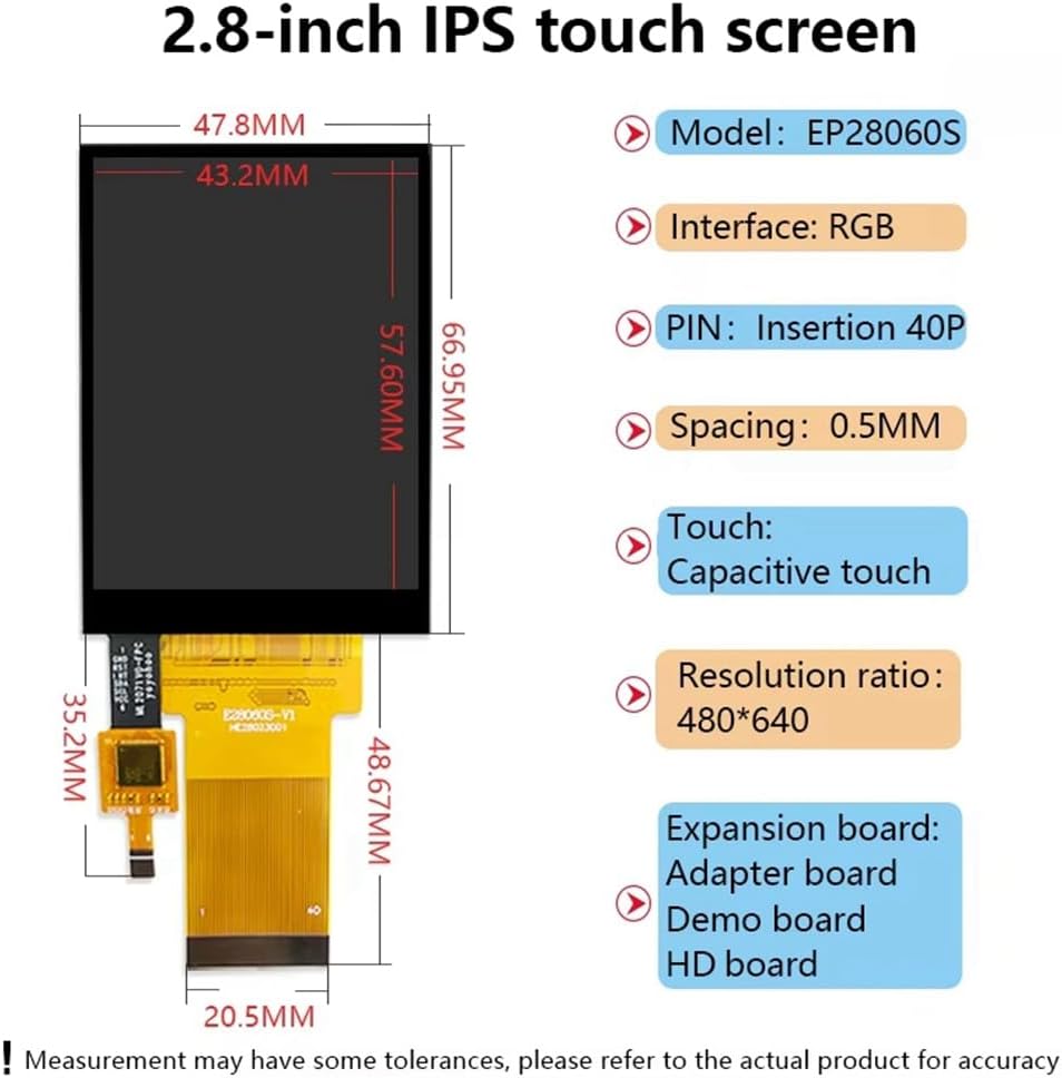 Lhnjimrsy 2.8-Inch 480x640 Mini Split Screen -Compatible Display Resolution Full View RGB IPS Universal Capacitive