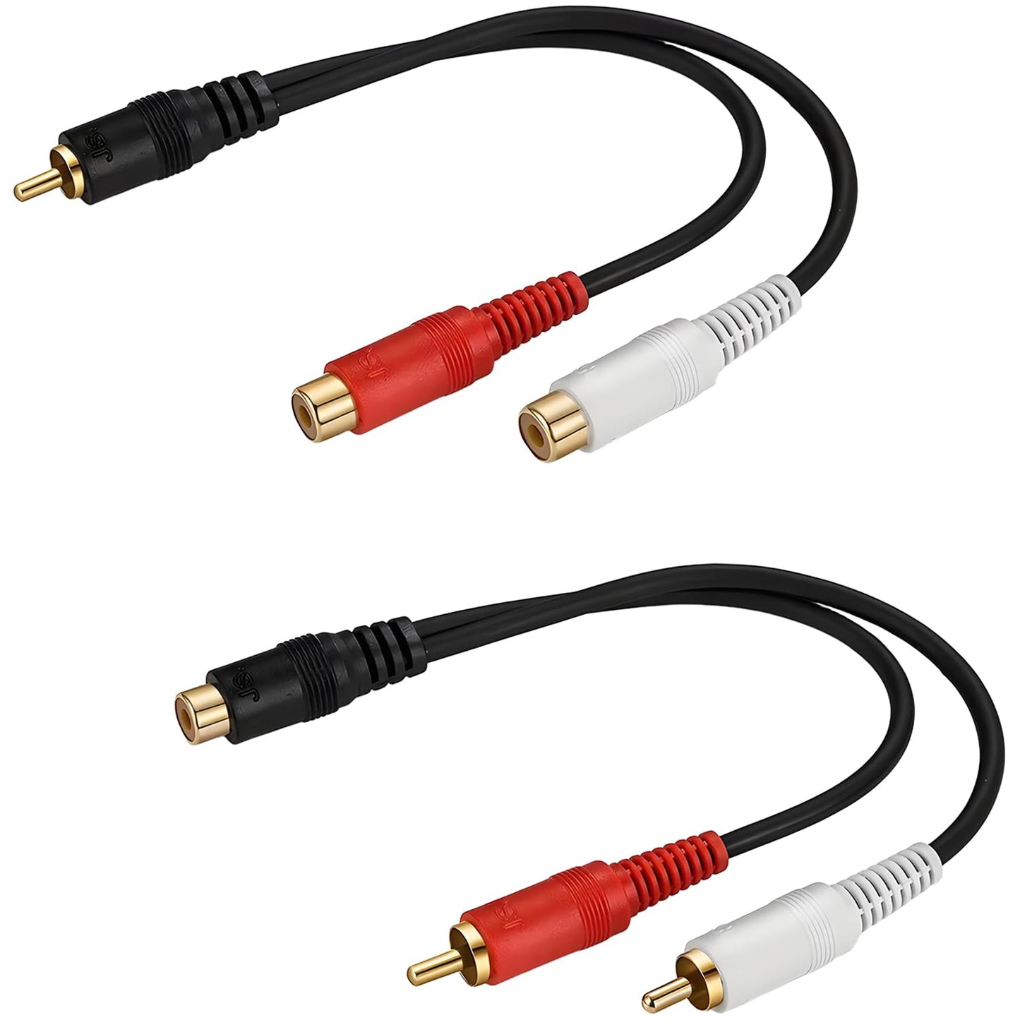 Xsusmdom Combo-Pack (1 2 1 2 24K 0.2M/0.65ft RCA Splitter Y-Adapter Kit Male to Female and Female to Male)