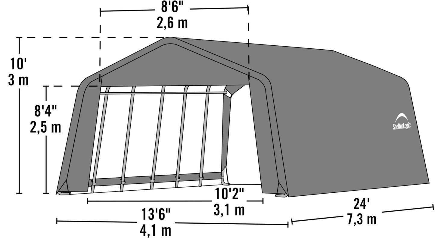 ShelterLogic 74432 Grey 12'x24'x10' Peak Style Shelter