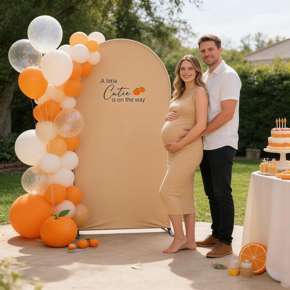 Haploquest (5FT,G-05675) Citrus Cutie Theme Baby Shower Arch Backdrop Cover Decorative Arch Banner Cover Stand Cover