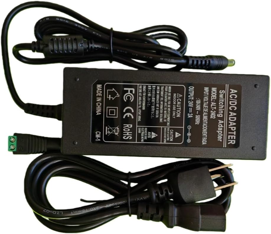 Lansan 24V 2A 100-240V 24V 2A Switching Power Supply Adapter, AC/DC Power Adapter with Power Cord, Input, Output