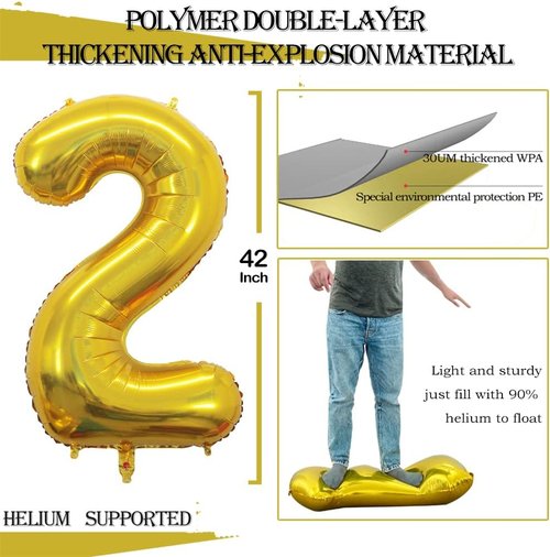 GOER Jumbo 42 Inch Number 25 Balloons - Gold Foil Helium Decorations for 25th Birthday Party