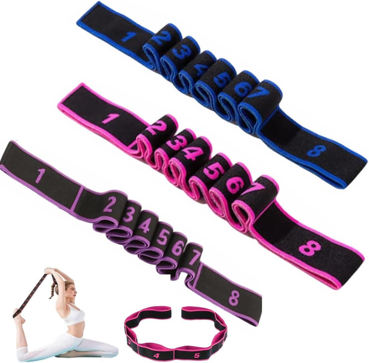 Fitness Resistance Band for Stretching and Yoga, Fitness Resistance Band for Stretching and Yoga, Fashion Puller Exercise, Adjustable Bands for Full Body Stretching Shaping (3PCS)