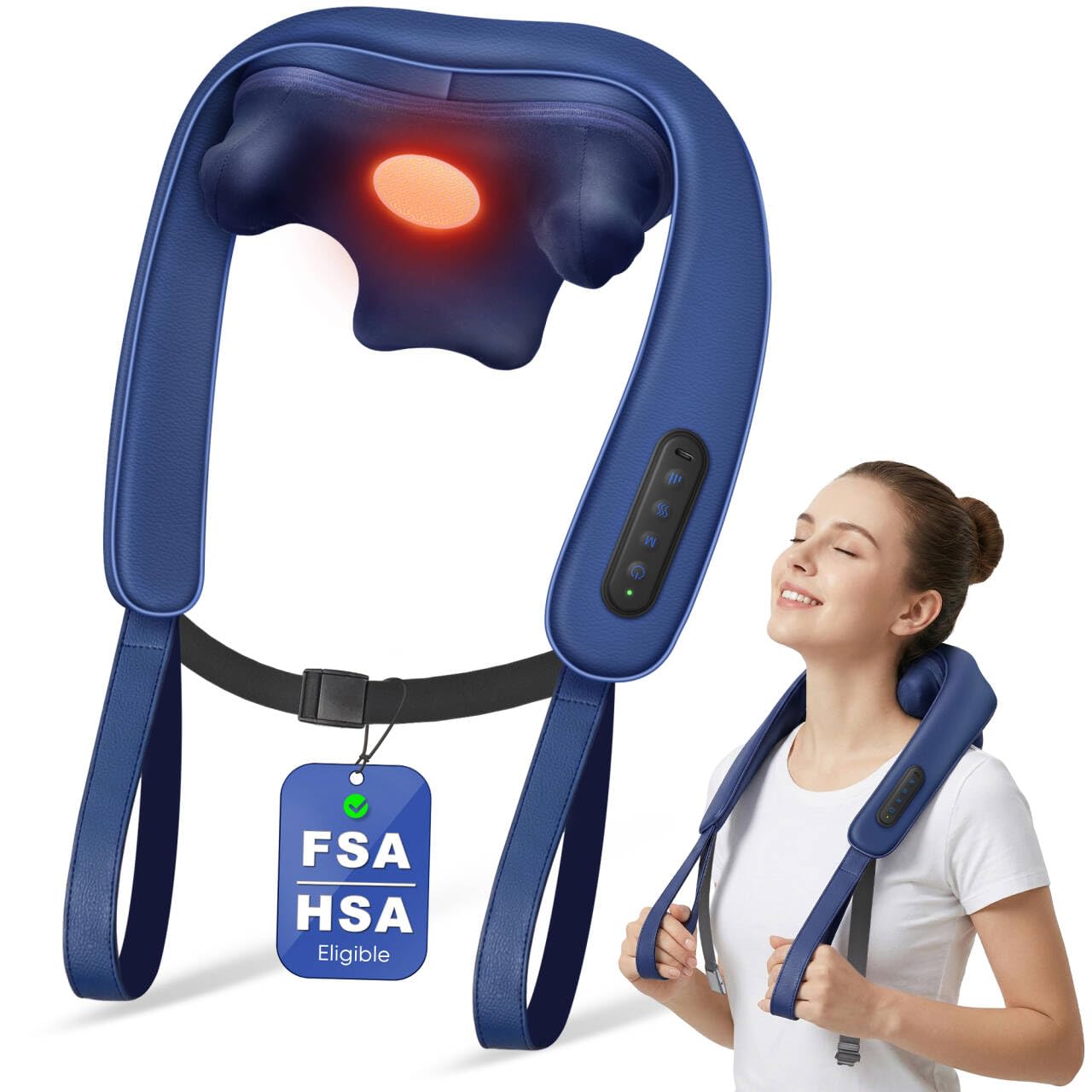 Musugy Neck Massager with Heat : Cordless Neck and Shoulder Massager for Pain Relief Deep Tissue - 3 Modes, 2 Intensity & 2 Heat, Daily Comfort for Desk Workers, At-Home Use, Women, Men