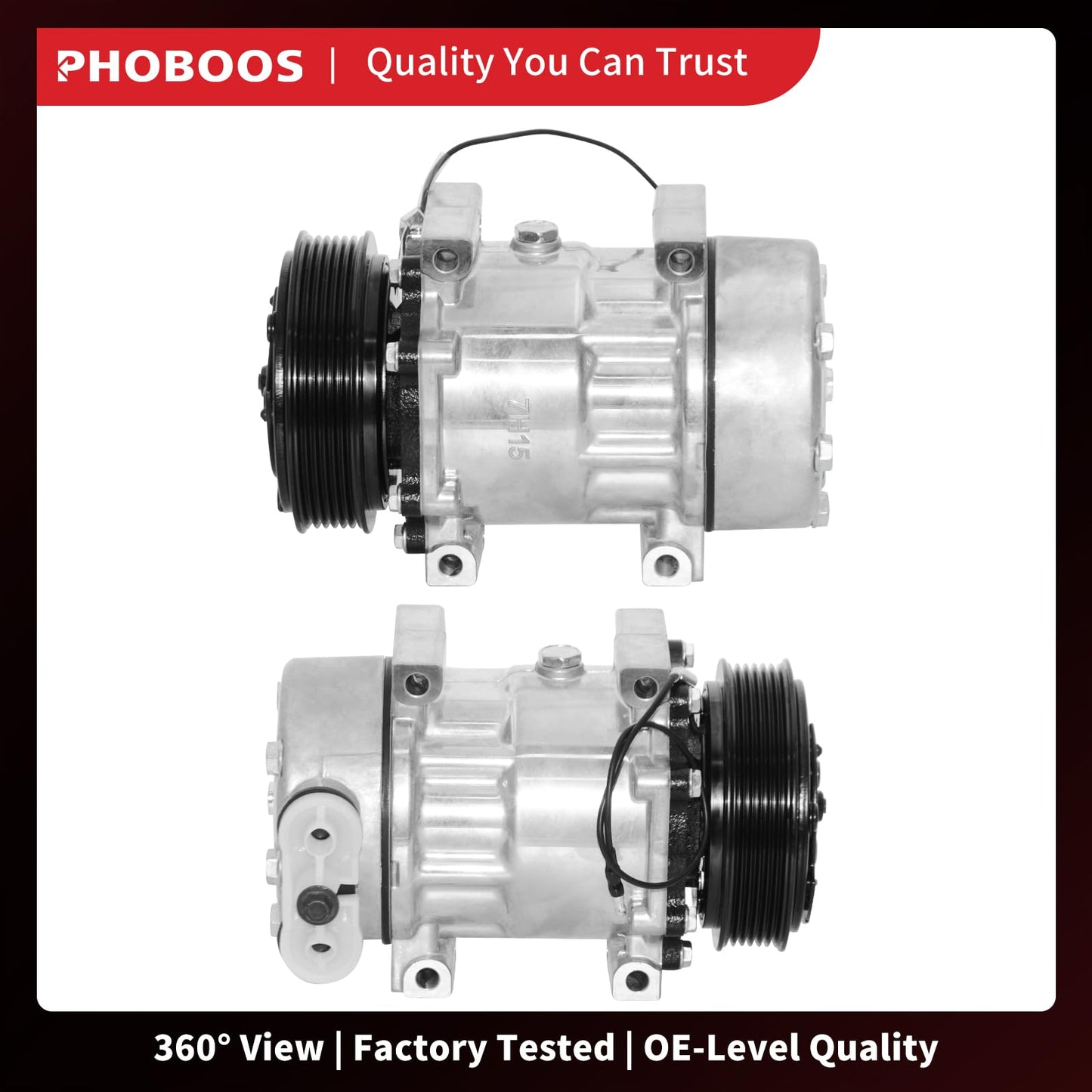 PHOBOOS A/C compressor with Clutch Compatible with Dodge Dakota 1996-2002, Jeep Cherokee 1997-2001, TJ 1997-1999, Wrangler 1997-1999, 2.5L 4.0L, For 1-Pin Connector Only (Not 2-Pin), Ref. 68550
