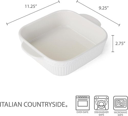 Mikasa Italian Countryside Casserole Baker - 9 Inch Square Design for Elegant Serving