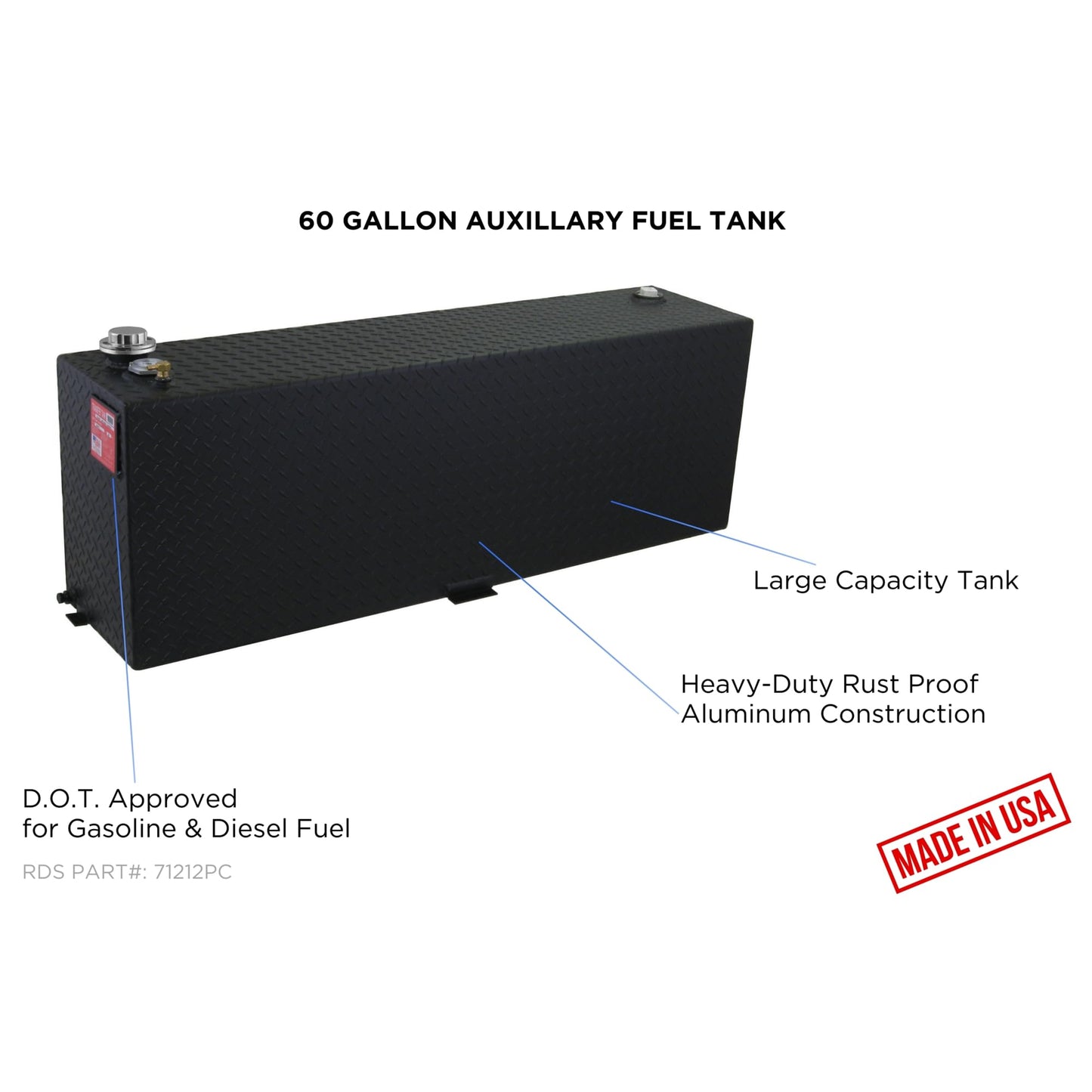 RDS MFG INC RDS Aluminum 71212PC Transfer Tank, 60 GAL
