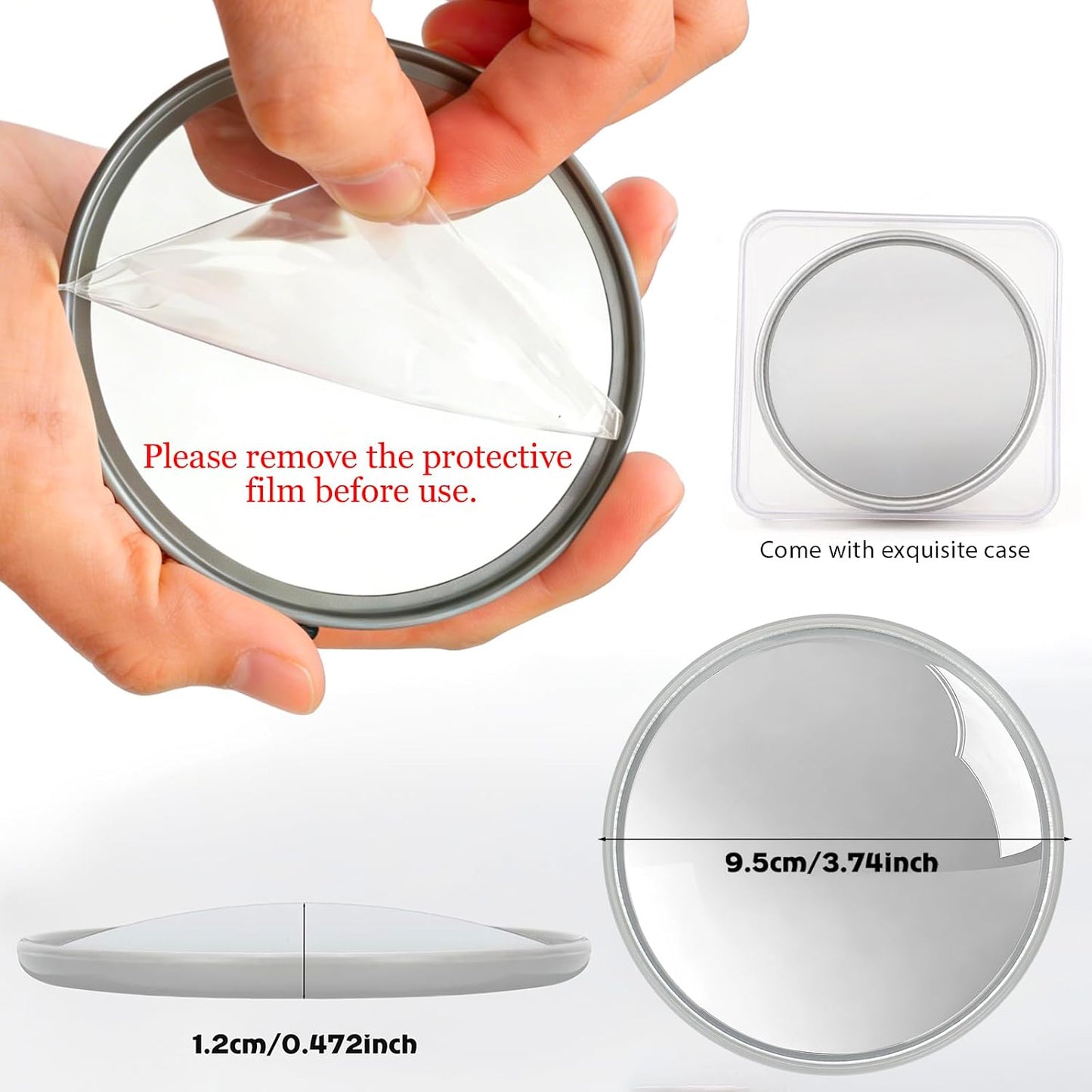 biwink Selfie(3.74in) Handheld Selfie Convex Mirror - No Need Selfie Stick, Travel Must Have Photography Viewfinder